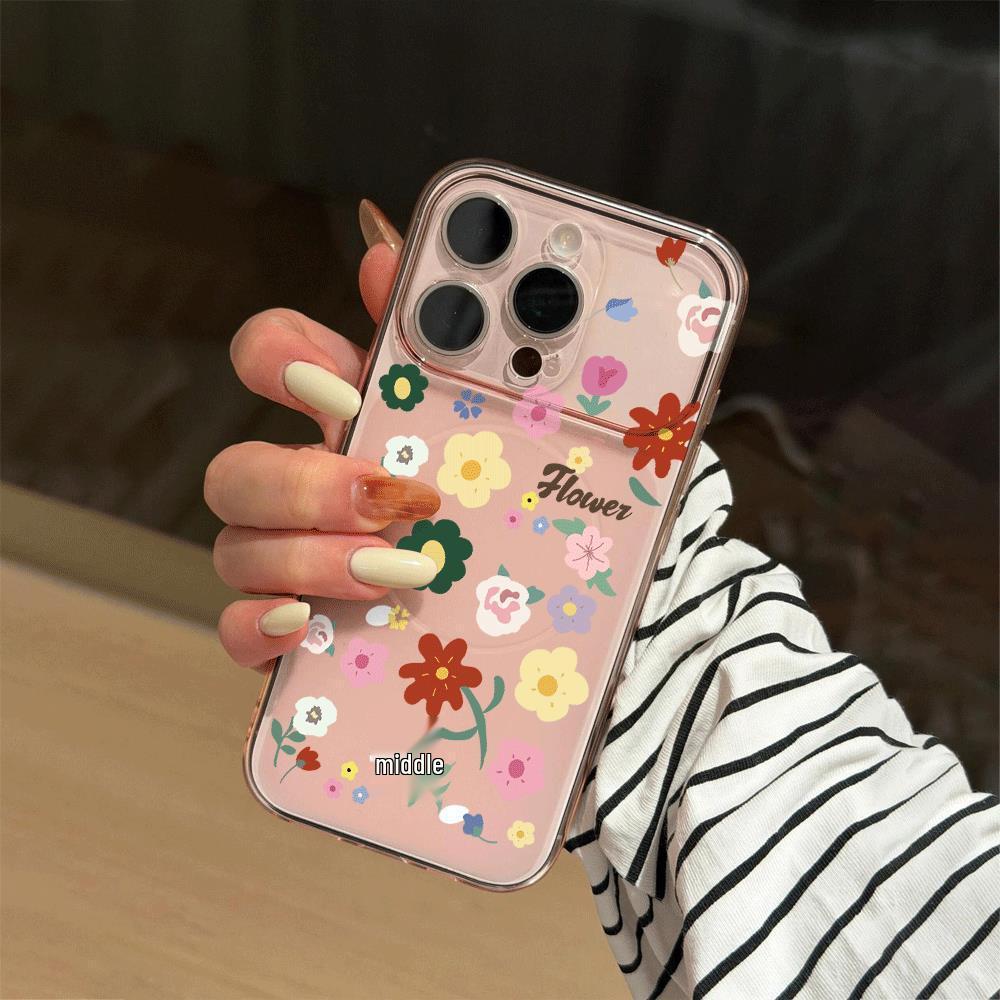 

Creative Dopamine Flower Case for Apple 11-17 Pro: Magnetic Suction, Corning Glass, Imitation Design iPhone 16 Pro Max