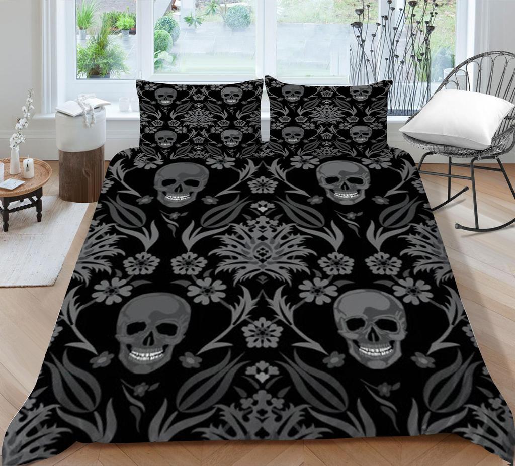 Bettbezug-Sets, Bettwäsche-Set, 3D-Schädeldruck, für Kinder, Schule, Erwachsene, Bett, Polyester, Kissenbezug, atmungsaktiv, warm, Heimtextilien