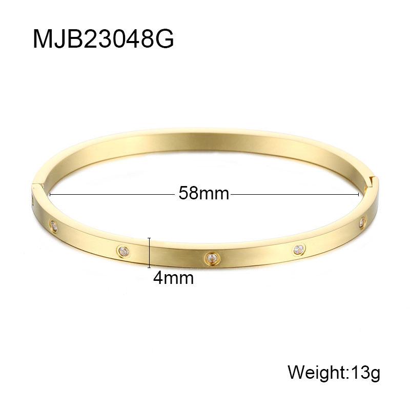 Best Seller 2026 Personalized Women Jewellery  Custom Stainless Steel 18K Gold Plated Zircon Love Bangles Bracelets