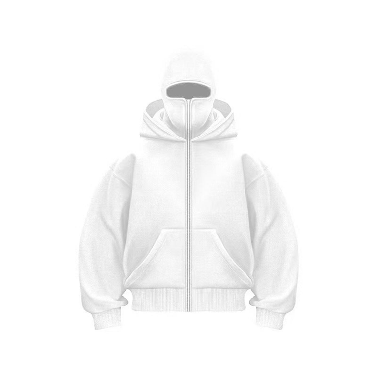 Men s Gothic Double Hooded Zip-Up Hoodie Loose Fit Trendy Streetwear S