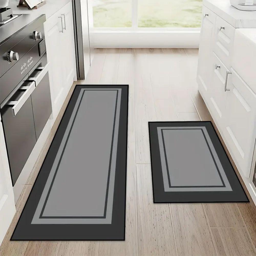 VIKAMA 2pcs Kitchen Carpet, Marble Patchwork Pattern Mat, Anti-Slip, Suitable For Bedroom, Kitchen And Bathroom Entrance Mat