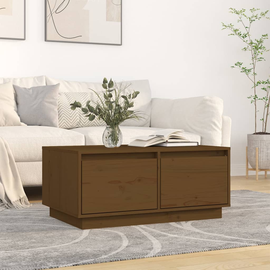 Coffee Table Honey Brown 80 X 50 X 35 Cm Solid Pine Wood