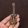 Natural Tiger Eye Gemstone Handmade Copper Wire Wrap Guitar Pendant 4.53" C3v28