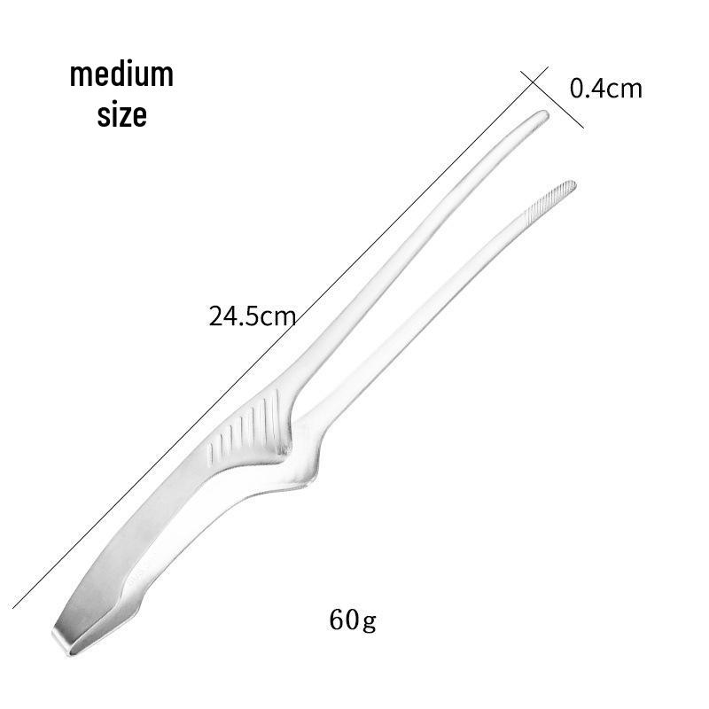 Retro Korean Style 304 Stainless Steel BBQ Grill Tongs with Round and Sharp Heads for Self-Service Restaurants