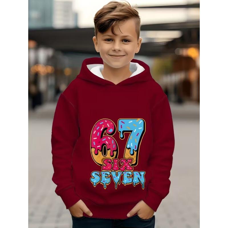 67 Meme Hoodie für Kinder Lustiger Digitaldruck Herbst-Sweatshirt Locker Bequem Oberteile Streetwear Mode Y2k Kinderkleidung