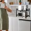 Adjustable Microwave Oven Rack with Hanging Hooks Sturdy Kitchen Counter Storage Portable Carbon Steel Storage Rack