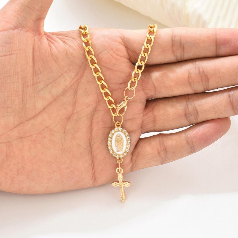 1Pcs Jewelry Decoration Cross Catholic Steering Wheel Charm Accessory Keychain Unique Design Car Ornament