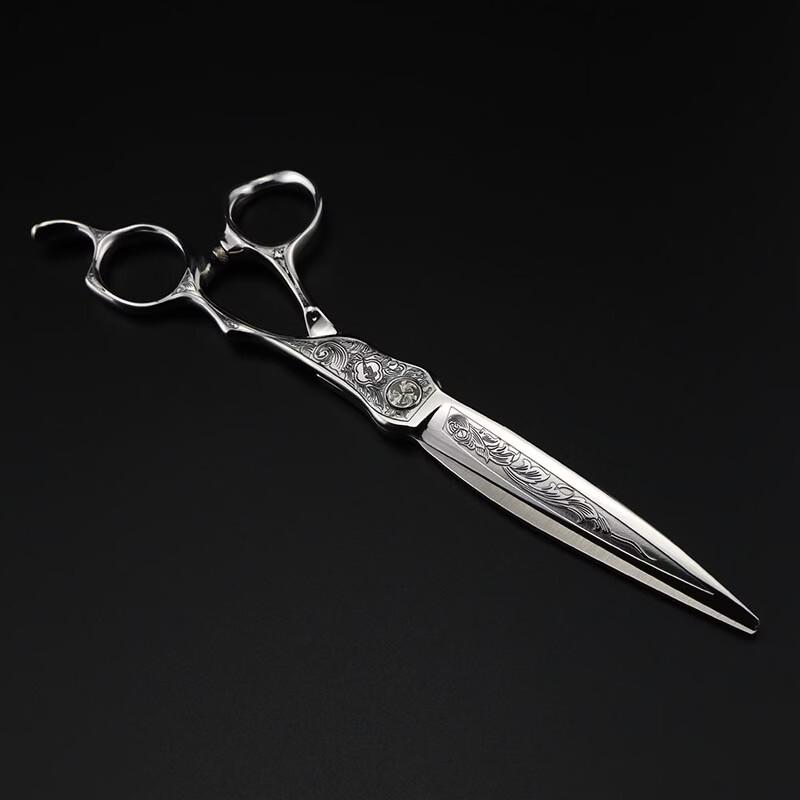 SAFTY DAD Professional 7-inch Carved Carbon Steel Straight Hair Shear