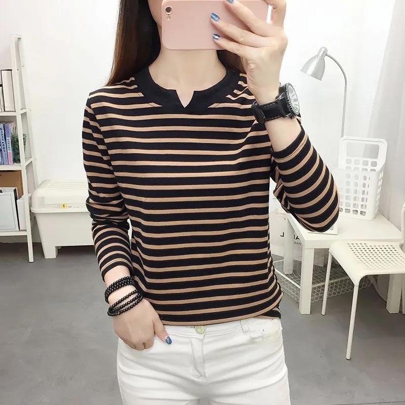 Shirt Tops Women Cotton Blouse Oversized Comfortable Stretch Long Sleeve Shirt Streaks Loose Tops
