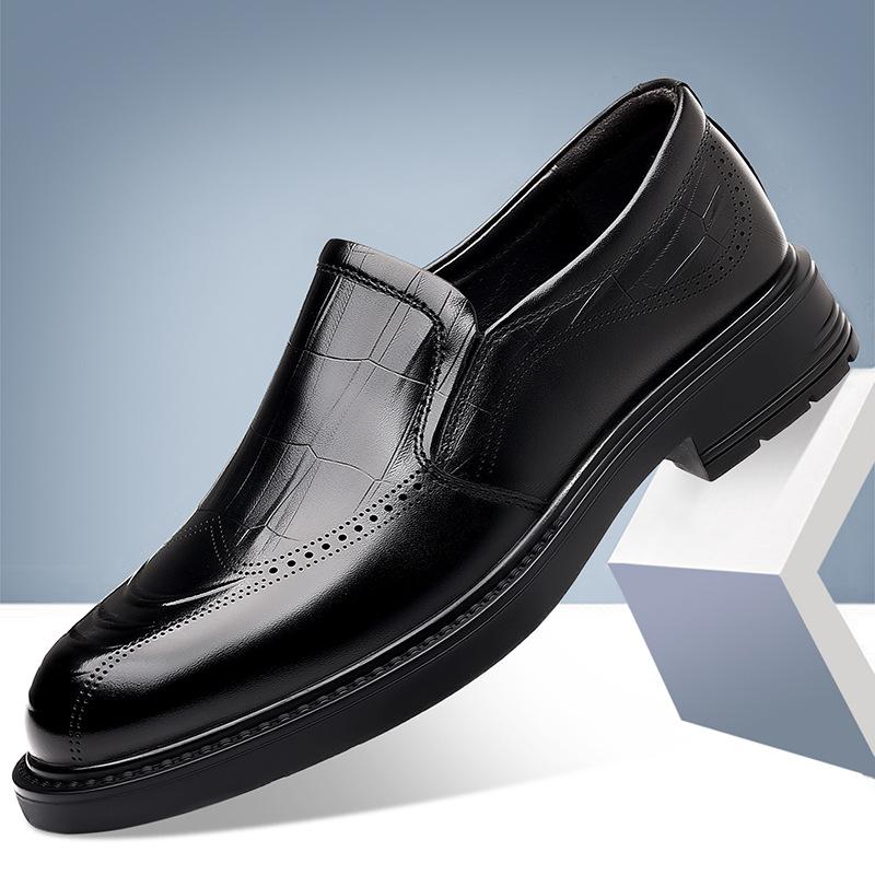 2025 Men's Business Dress Leather Shoes Men's British Pointed Wedding Shoes Sleeve Crocodile Brock Gentleman's Shoes Casual