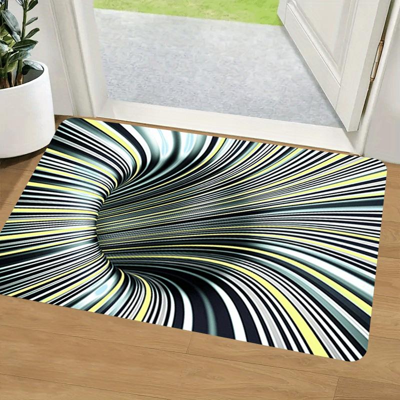 

3D Optical Illusion Striped Flannel Rug Printed Carpet Indoor Decorative Entryway Floor Mat Anti Slip Soft Modern Design 40x60cm