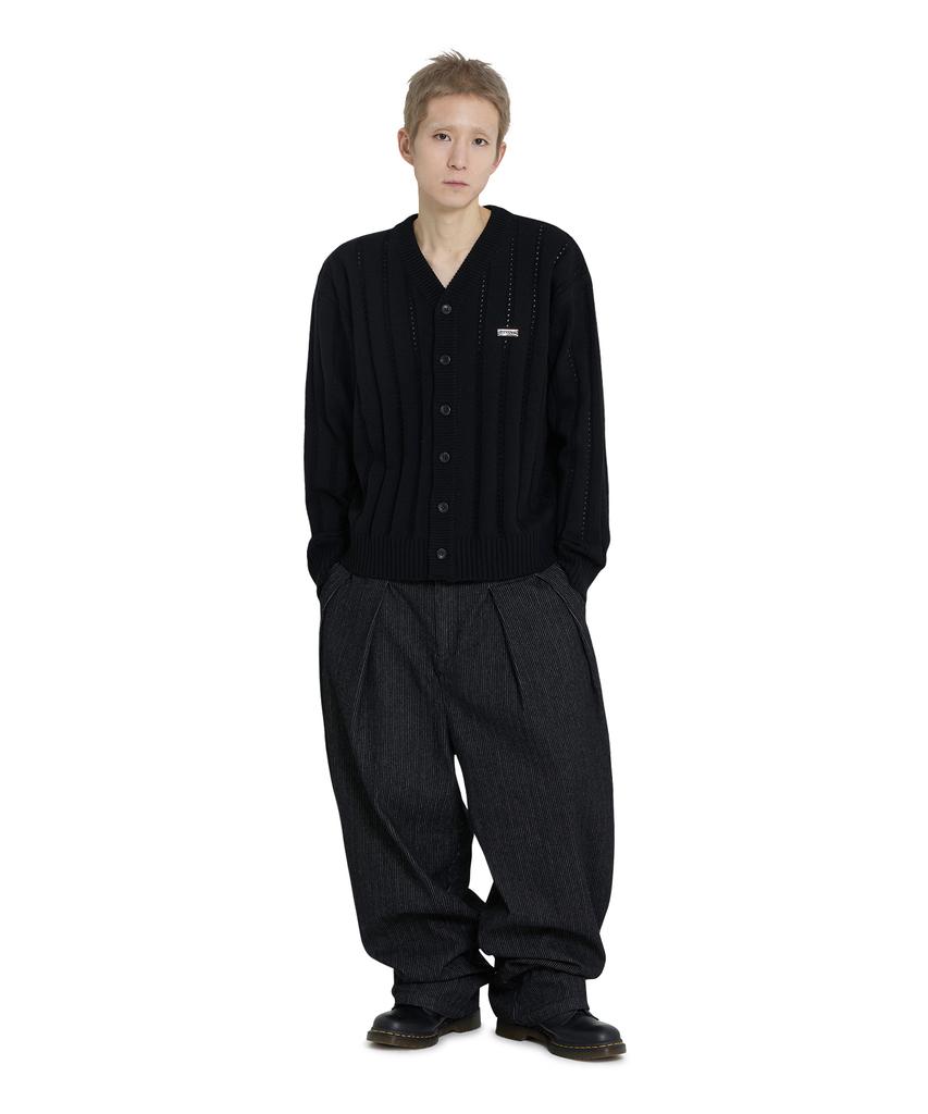 Openyard(Oy) Modish Cropped Stripe Cardigan - Black