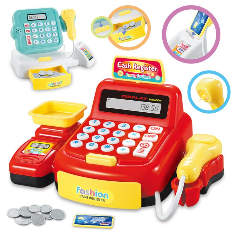 [J] 1 Set Lighting And Sound Effects Toy Simulation Supermarket Cash Register Game Electronic Pretend Play House Toys For Kids