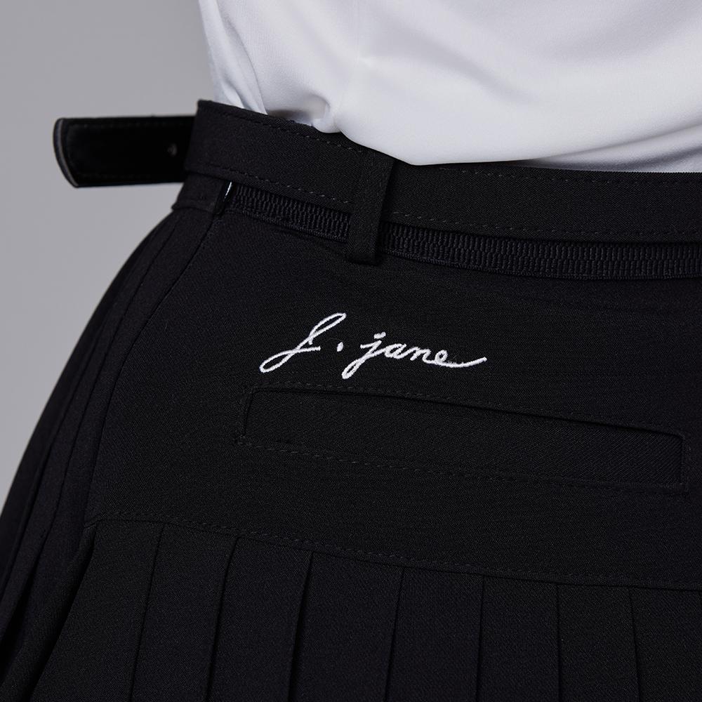 J Jane Asymmetrical Belted Pleated Skirt (Black)