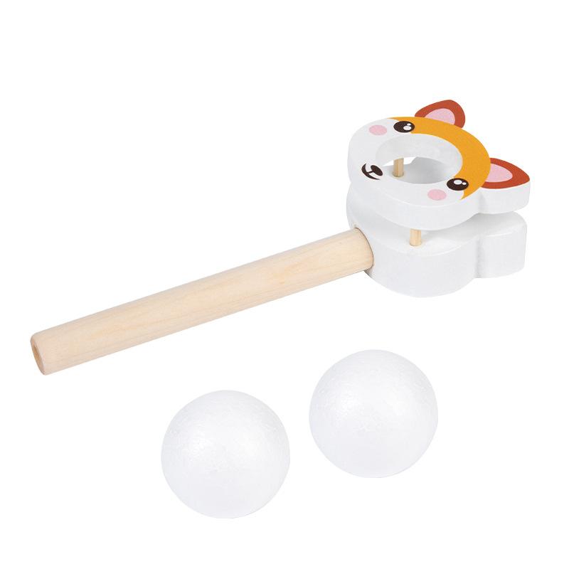 Wooden Cartoon Suspension Ball Blower – Early Learning Toy for Kids to Develop Lung Capacity and Parent-Child Interaction
