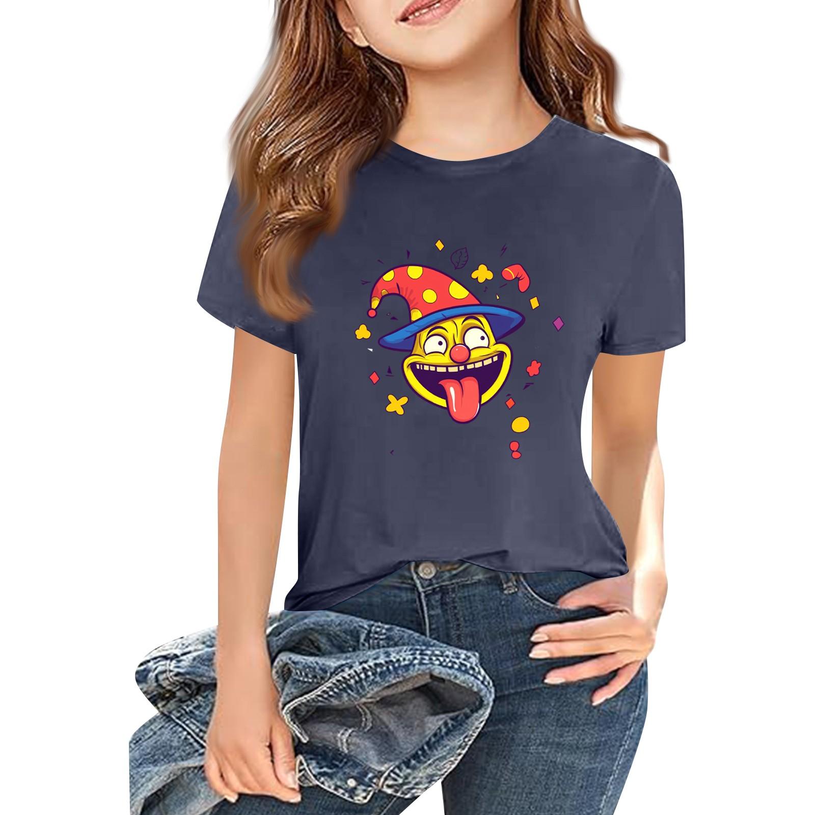 

Детская модная повседневная футболка с коротким рукавом и круглым вырезом с принтом 100 тёмно-синий