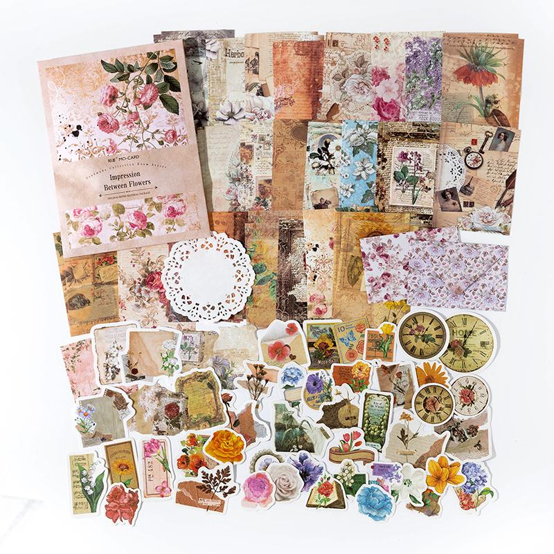 100pcs Vintage Scrapbooking Stickers Material Paper Combo Kit DIY Collage Junk Journal Decor Diary Materials Aesthetics Stickers