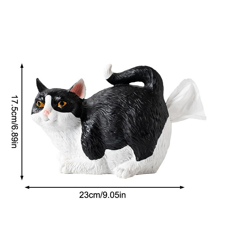 Porta fazzoletti decorativo a forma di gatto, Divertente copri scatola fazzoletti a forma di gatto, Carino porta fazzoletti a forma di sedere di gatto in resina per il piano del mobile del bagno