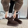 Women's Soft Elastic Wool Fur Mouth Thick Sole Winter Fur One Warm Cold Padded Snow Boots Non-slip Wear Casual Sports Martin Cotton Boots