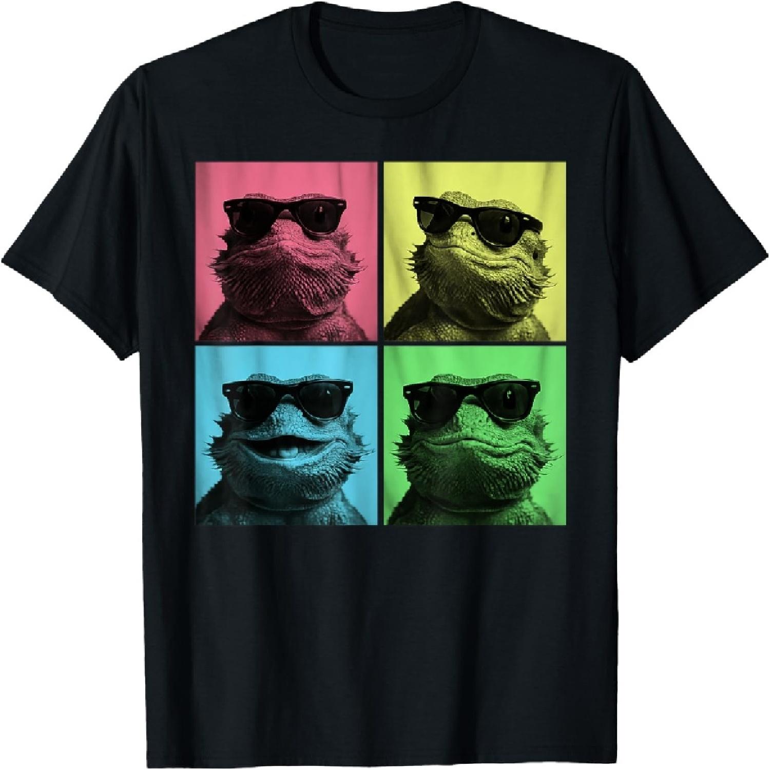 Bearded Dragon Pop Art Funny Lizard Lover Photo Booth T-Shirt S