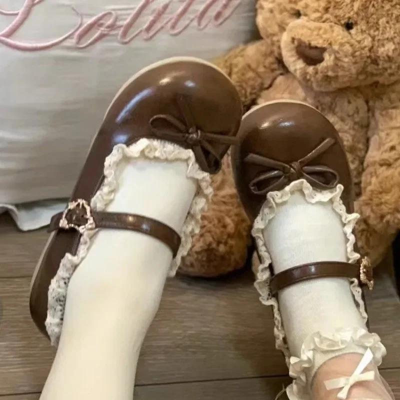 

Модні Милі Лоліта Найкращі - Продавані Коричневі Лаковані Балетки Мері Джейн, Бантик та Мереживна Оздоба, Ідеальні для Чаювання 40 коричневий