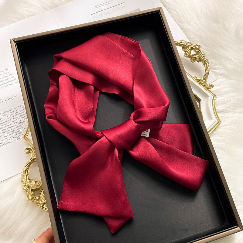Hangzhou Silk China Red Girl Spring And Autumn Thin Mom Mulberry Silk Long Silk Scarf Red Silk Scarf Gift