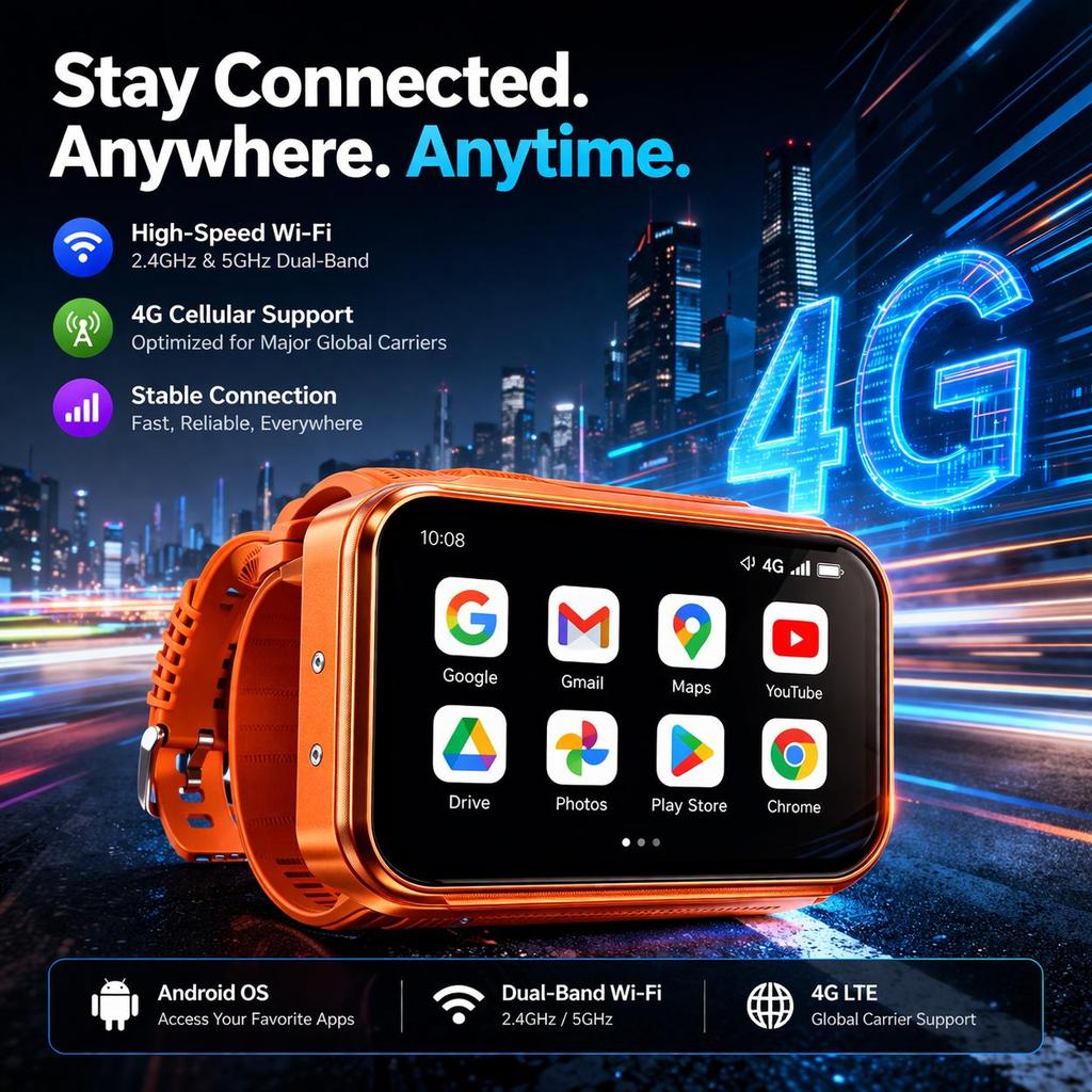 4G Smart Watch Phone UBABAI Android 12 4G Dual SIM 8GB+256GB WIFI GPS