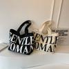 Toth Mommy Canvas Bag 2025 New Letter Printing Simple Shoulder Bag Trend
