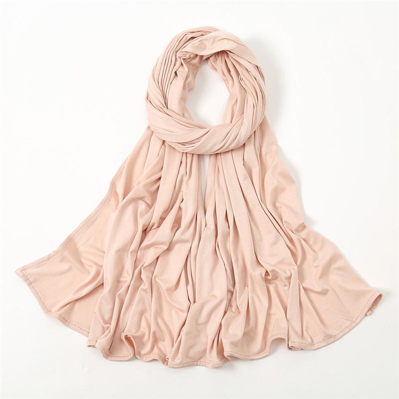 Plain Jersey Thick Hijab Scarf Cotton Polyester Wrap Elasticity Shawls Foulards Long Stretchy Turban Muslim Head Snood 180*60Cm