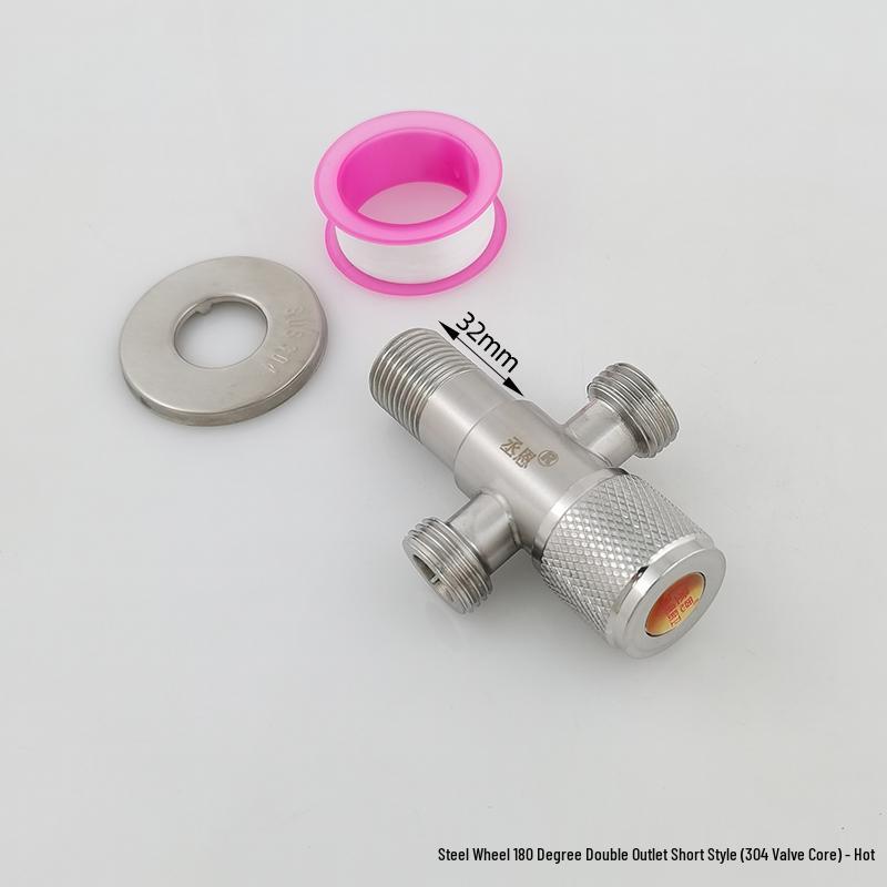 304 Stainless Steel Dual Outlet Hot/Cold Angle Valve Water Heater Diverter Switch