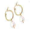 EVISPOL Pearl Pendant Hoop Earrings for Women Christmas Jewelry Golden Color Stainless Steel Huggie Hoops Earring Jewelry Bijoux