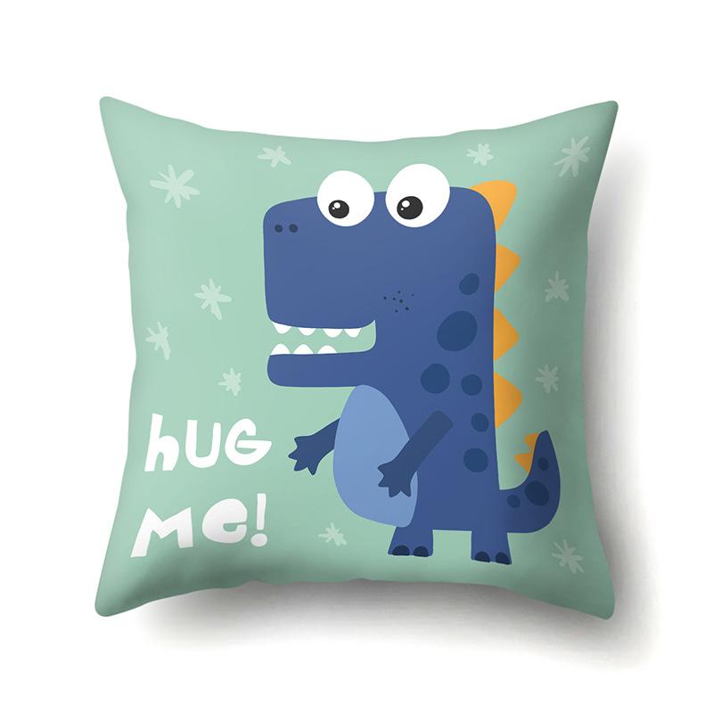 Față de pernă poliester cu model geometric de dinozaur, cu o singură față, pentru casă, canapea, living, dormitor, husă de pernă