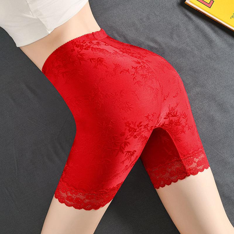 Plus Size Female Summer Lace Flower Border Guard Goes Without Trace High Waist Safety Leggings