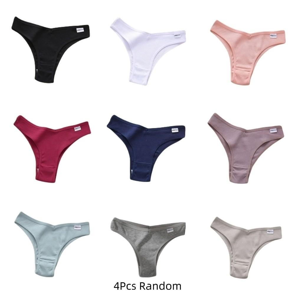 

4Pcs Cotton Crotch Women Cotton Panties Set Middle Waist Letter Underpants Daily Sports XL-4Pcs Random