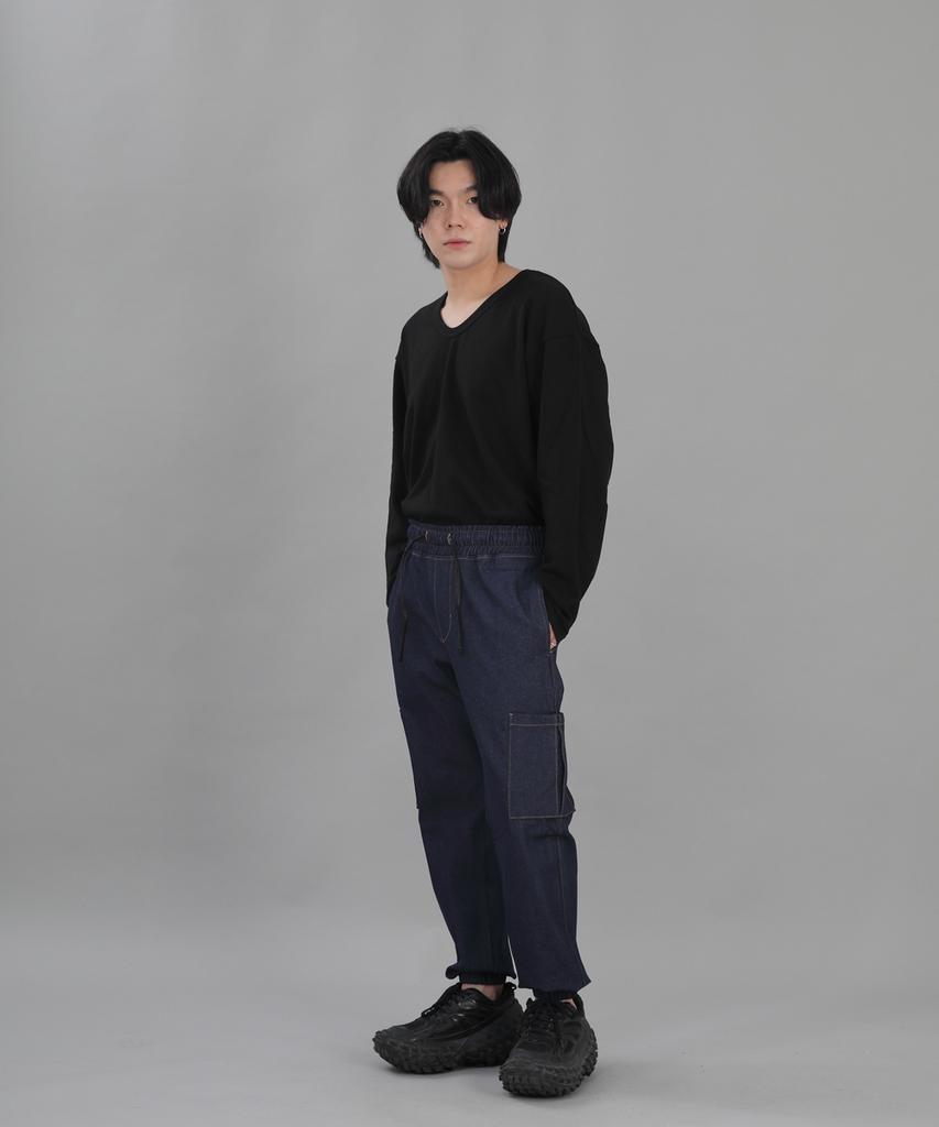 Seinteukeulu In-House Cargo Jogger Pants Ihc-359 Indigo Denim Brs