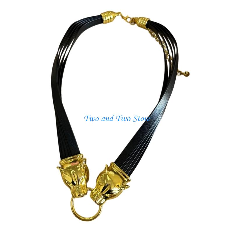 HX6F Elegant Gothic Head Necklace With Artistic Carvings Face Neckchain Perfect For Casual And Formal Wear