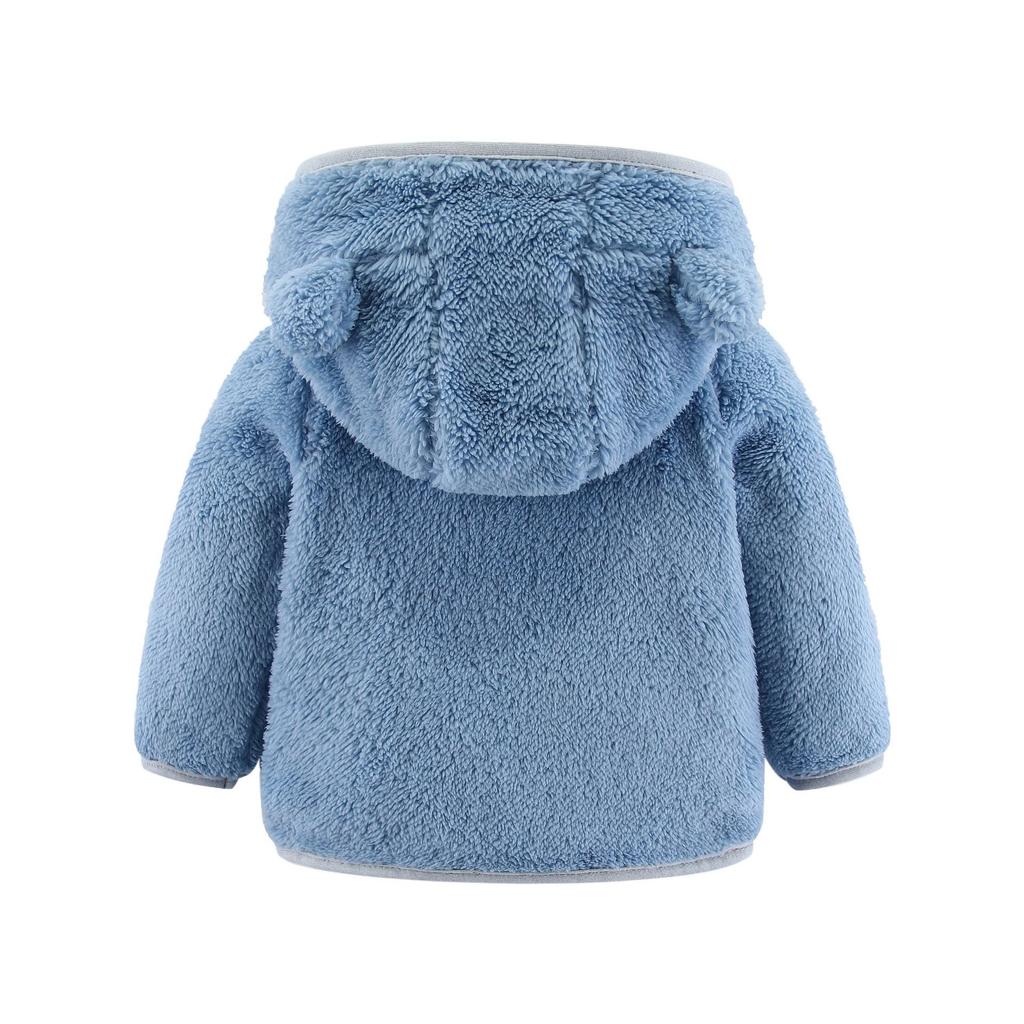 Children's Long-sleeved Plush Top with Hooded Baby Coat