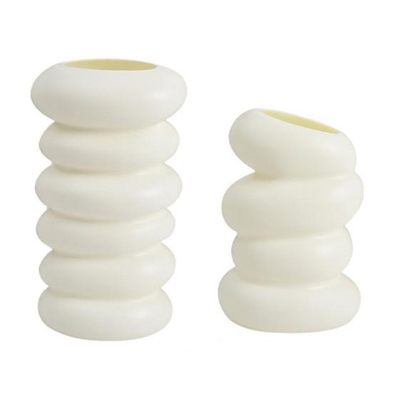 White Faux Ceramic Vase Minimalist Modern Small Flower Vase for Pampas Grass