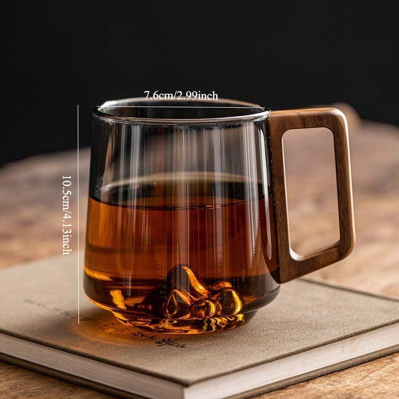 1/2pcs Glass Wood Single-layer Cup High Borosilicate Pyrex Tea Cup Large Capacity Drinking Water Coffee Cup