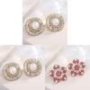 Summer Flower Design Alloy Earrings For Women With Zirconia Sparkle