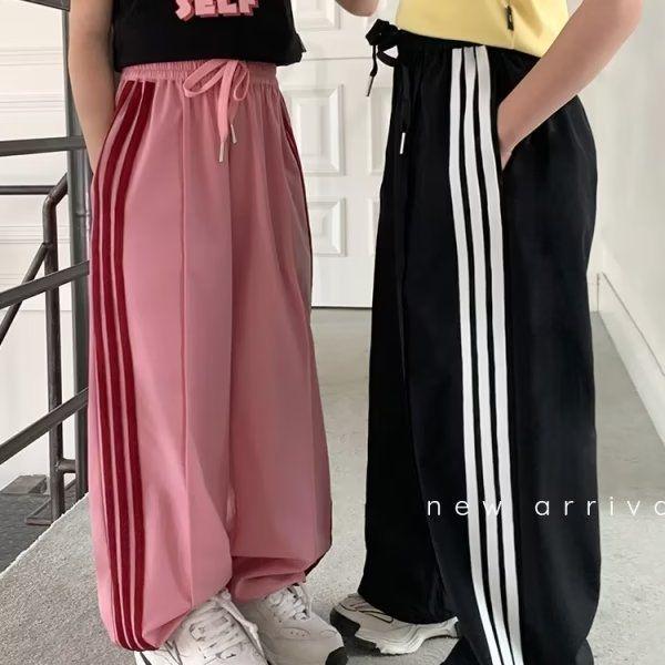 2023 Girls' Stylish Korean Loose Fit Sweatpants - Spring/Autumn Sportswear for Big Kids