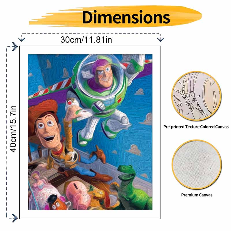 Disney Oil Painting DIY Digital Painting Woody and Buzz Lightyear Characters Wall Art for Living Room and Entryway Decor.