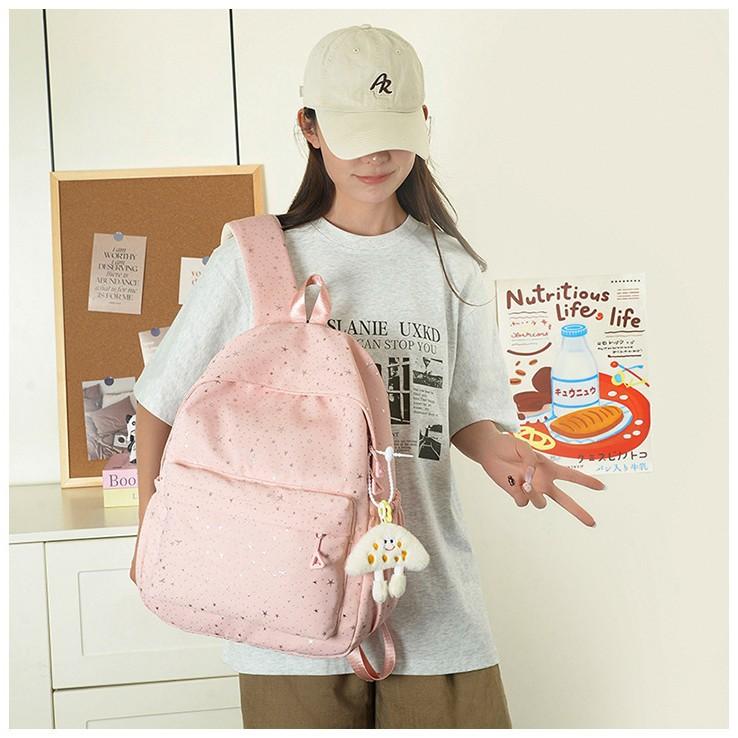 Schoolbag design sense star sequined schoolbag female small fresh solid color primary school student backpack large capacity high school backpack