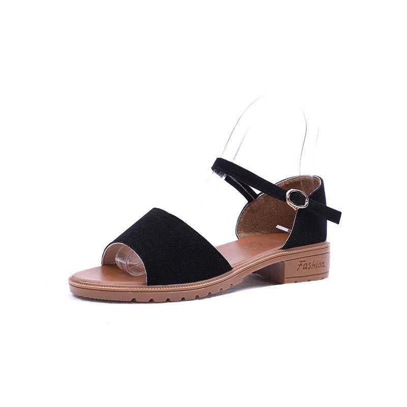 Women's Shoes 2018 Summer Korean Version Fashion Fish Mouth Shoes Sandals Low Heel One Word Belt Women's Shoes