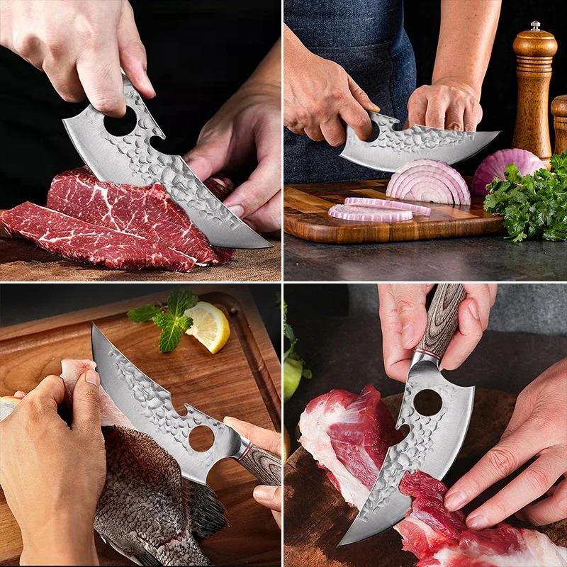 Stainless Steel Boning Knife Kitchen Hand Forged Wooden Handle Butcher Knife Meat Cutting Fish Cutting Knife Household Kitchen Accessories