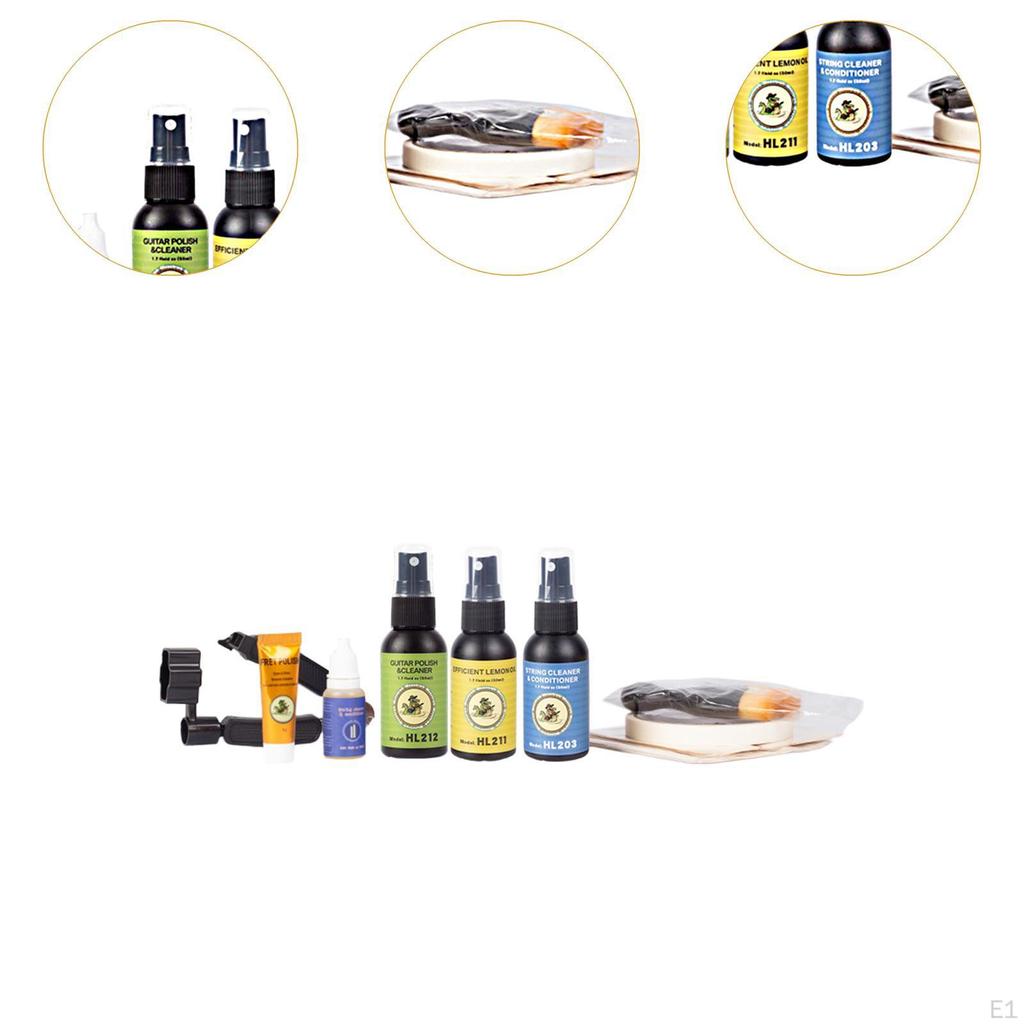 Guitar Cleaning Care Kit Fretboard Lemon Oil Universal Lightweight Brush Cleaner for Pipa