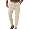 Mens Tapered Pants Casual Linen Pants Elastic Waist Slim Fit Beach Yoga Business Lightweight Cotton Trousers With Pockets