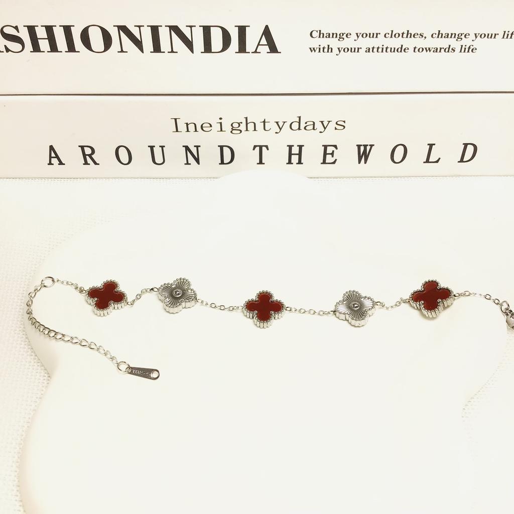 Bransoletka 13mm Czterolistna Koniczyna Pięć Kwiatów 18K Modna Wysokiej Klasy Bransoletka Damska