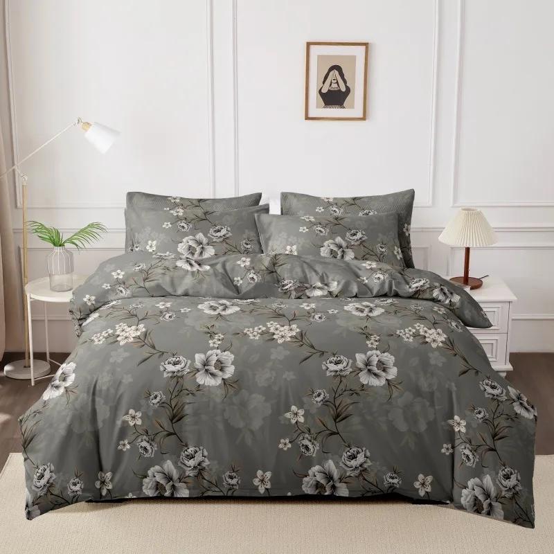 3pcs Printed Brushed Duvet Cover Pillowcase Three Piece Set High Quality Skin Friendly Fabric Bedding Cover (without Bed Sheet)