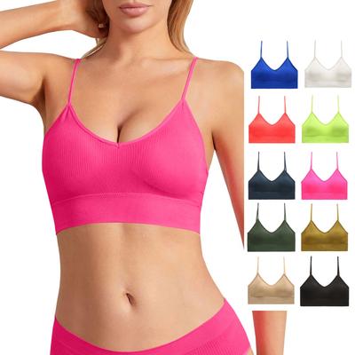 Women's Y Back Sports Bra - Padded Low Impact Spaghetti Thin Strap Workout Yoga Top
